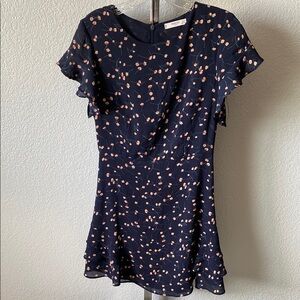 Mango casuals floral dress flutter sleeves  zip up back  size 2